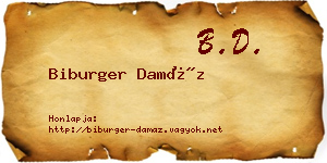 Biburger Damáz névjegykártya